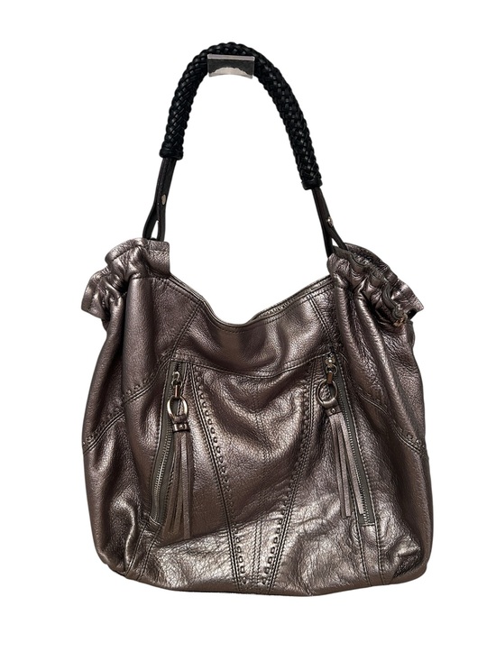 b. makowsky Handbags - B. Makowsky Y2K Silver Metallic Leather Hobo Shoulder Bag Purse